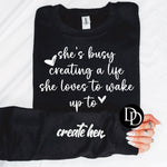 Create Her With Sleeve Accent (White Ink) *Screen Print Transfer*