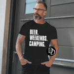 Beer. Weekends. Camping. (White Ink) *Screen Print Transfer*