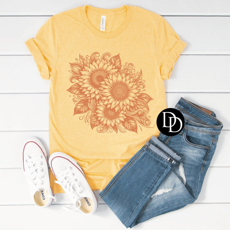 Sunflower Art (Tennessee Orange Ink) *Screen Print Transfer*