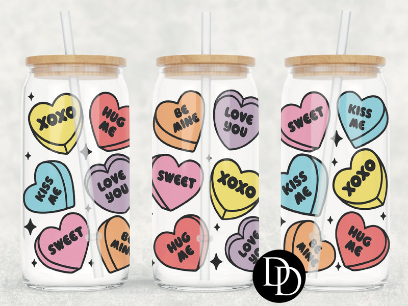 Candy Hearts UV DTF Cup Wrap