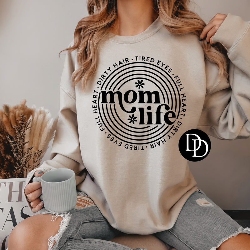 Mom Life Circle  (Black Ink) *Screen Print Transfer*