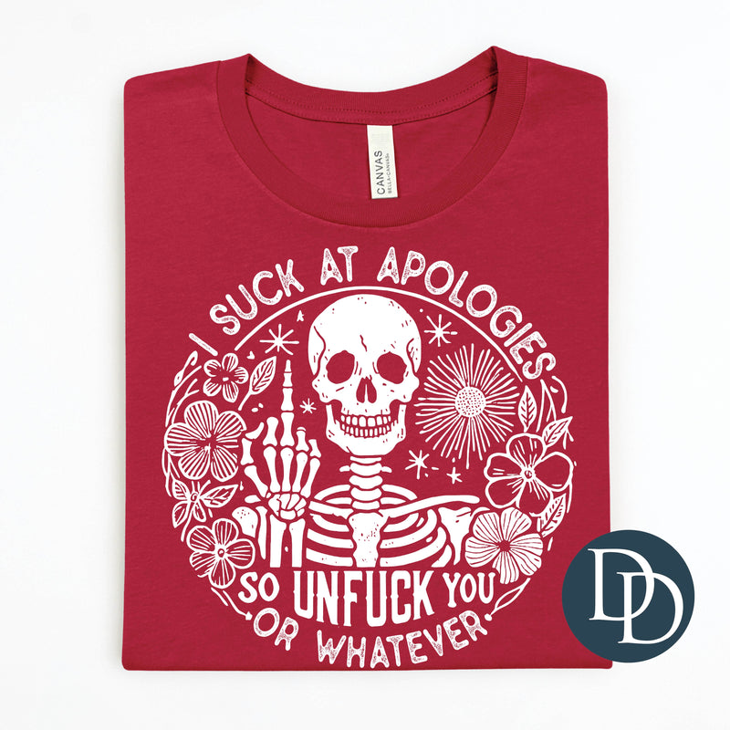 I Suck At Apologies Floral Skellie *DTF Transfer*