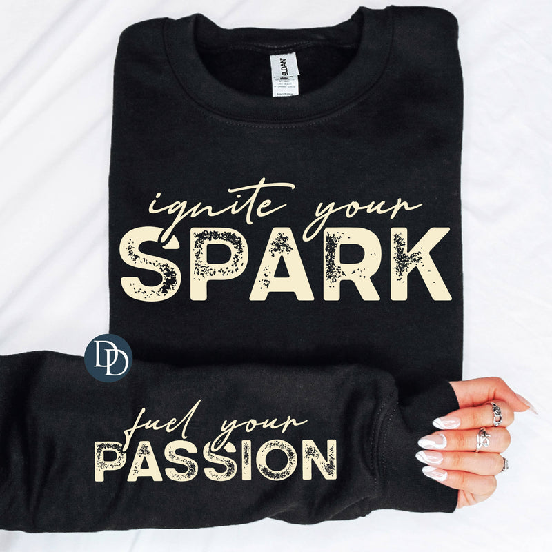 Ignite Your Spark With Sleeve Accent (Cream Ink) *Screen Print Transfer*