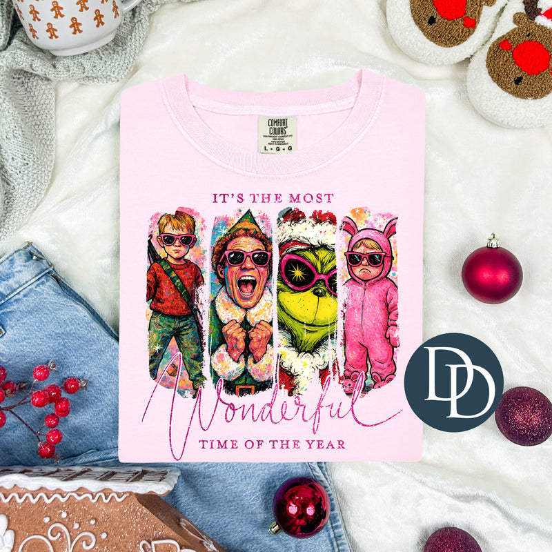 It's The Most Wonderful Time Pink Faux Glitter *DTF Transfer*