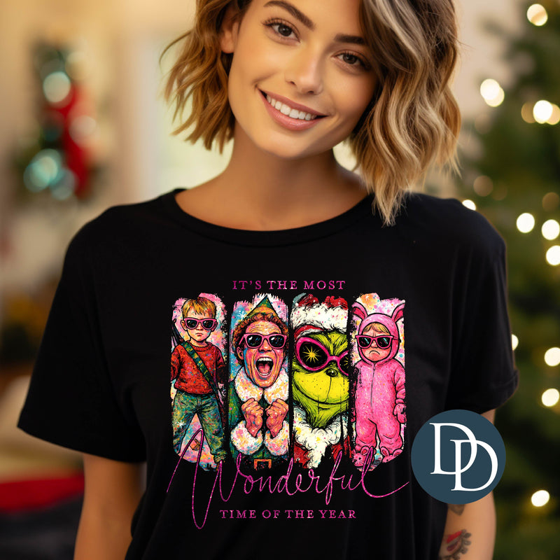 It's The Most Wonderful Time Pink Faux Glitter *DTF Transfer*