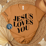 Jesus Loves You With Pocket Accent (Black Ink) *Screen Print Transfer*