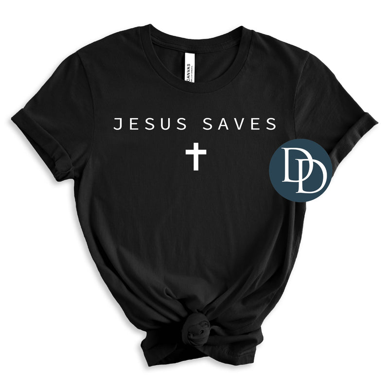 Jesus Saves Cross White Ink *DTF Transfer*