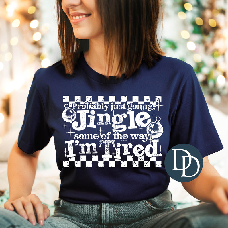 Jingle Some Of The Way Distressed Checkered (White Ink) *Screen Print Transfer*