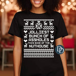 Jolliest Bunch Oversized Ugly Christmas Sweater (White Ink) *Screen Print Transfer*