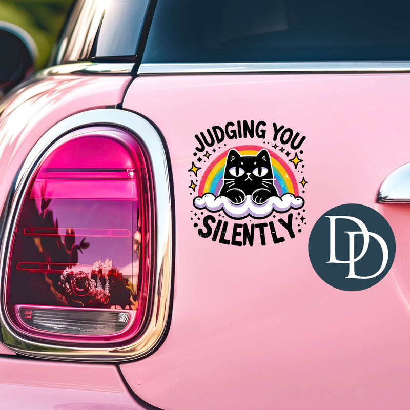 Judging You Silently Rainbow Black Cat *UV DTF Decal*