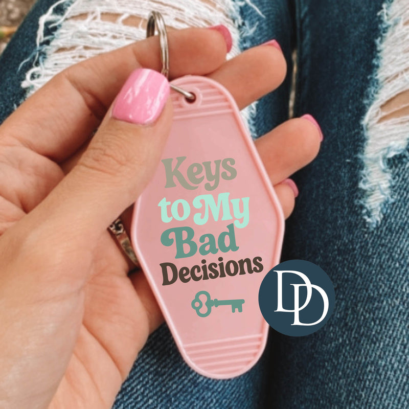 Keys To My Bad Decisions *Motel Keychain UV DTF Decal*