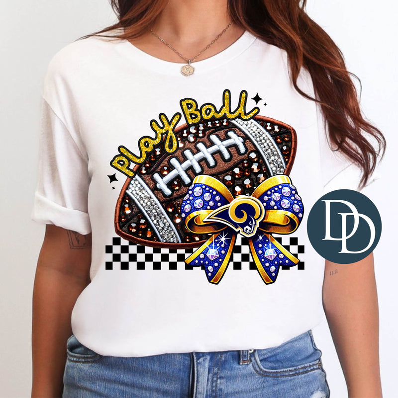 LAR Faux Rhinestone Football Bow *DTF Transfer*