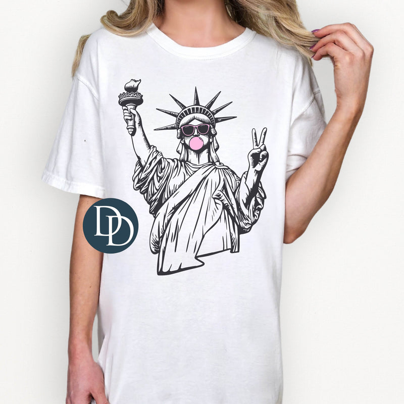 OVERSIZED Lady Liberty Bubble Black Outline *DTF Transfer*