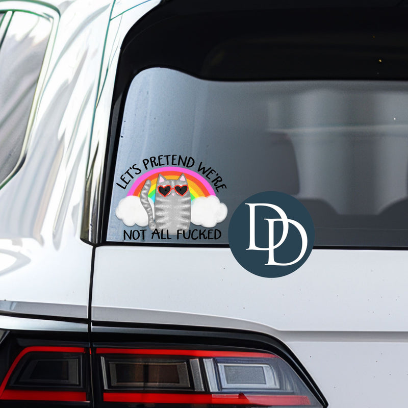 Let's Pretend Cat Rainbow *UV DTF Decal*