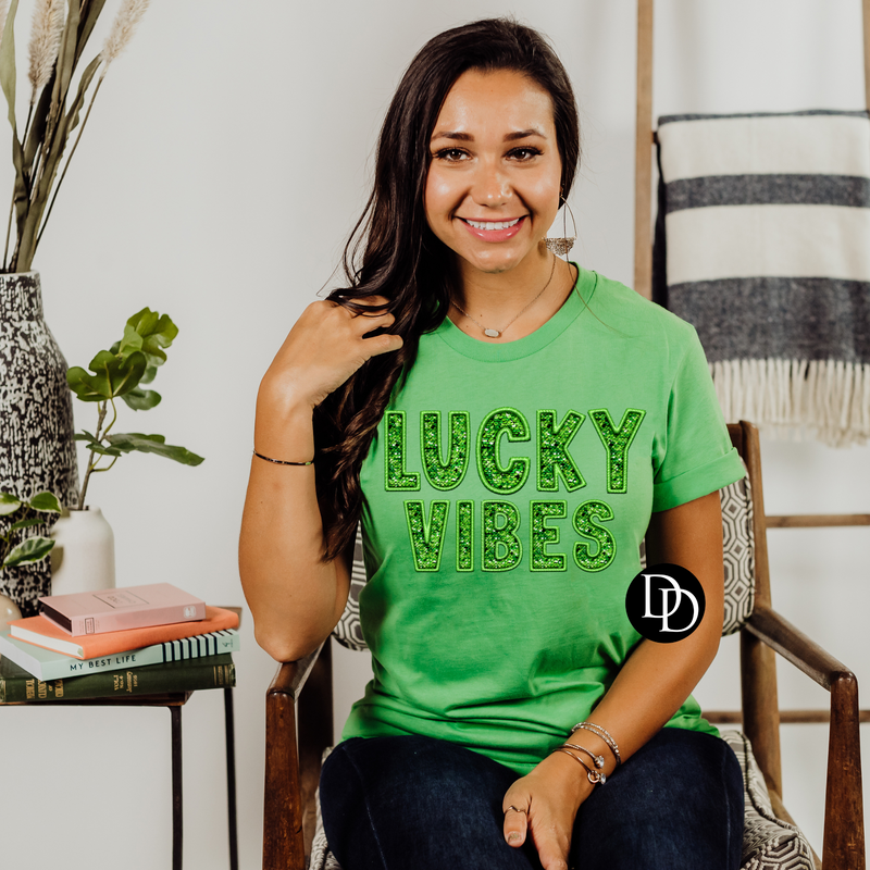 Lucky Vibes Faux Embroidery *DTF Transfer*