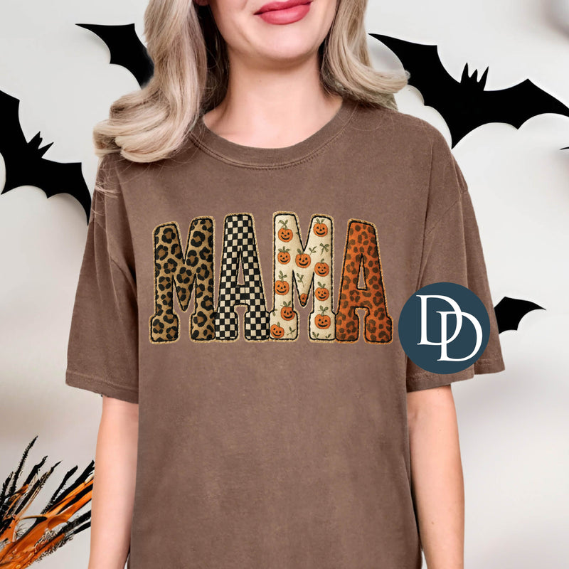 Mama Halloween Print Faux Embroidery *DTF Transfer*