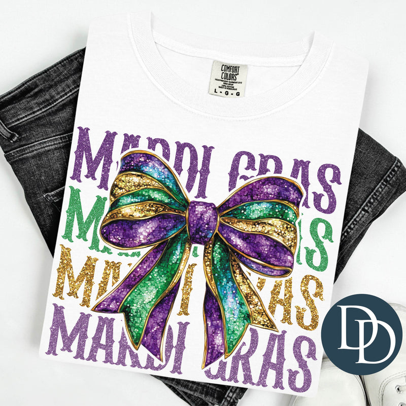 Mardi Gras Bow Stack Faux Glitter *DTF Transfer*