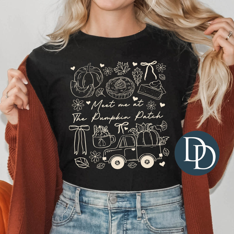 Meet Me At The Pumpkin Patch Doodles (Beige Ink) *Screen Print Transfer*