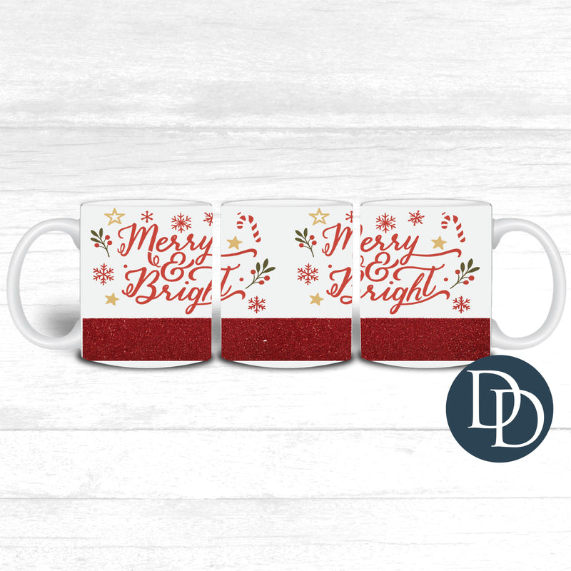 Merry And Bright Faux Glitter *UV DTF Mug Wrap*