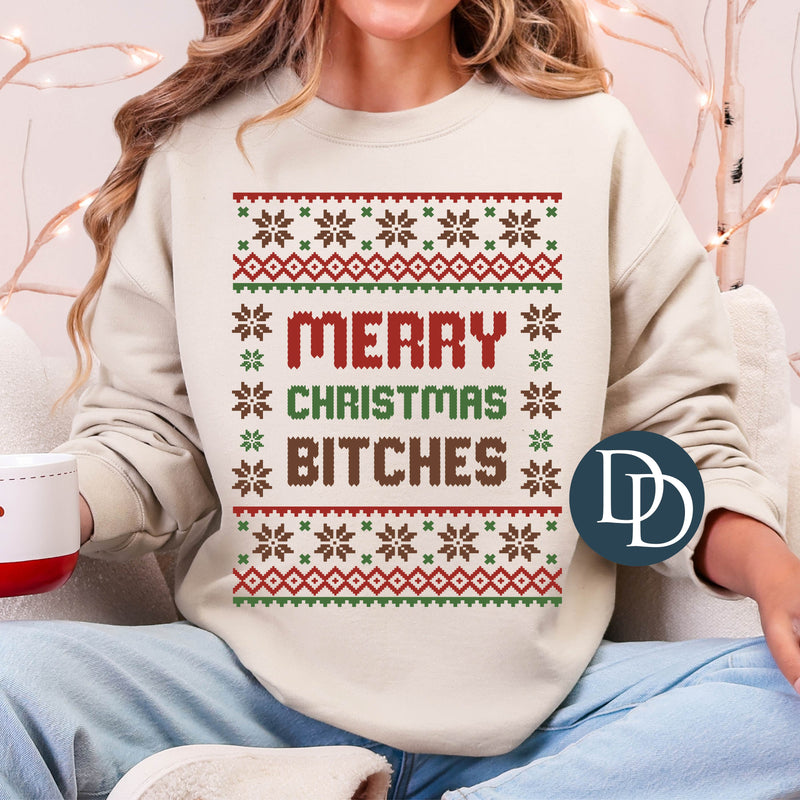 OVERSIZED Merry Christmas Btches Ugly Christmas Sweater *DTF Transfer*