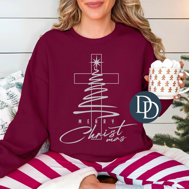 Merry Christmas Cross And Tree *DTF Transfer*