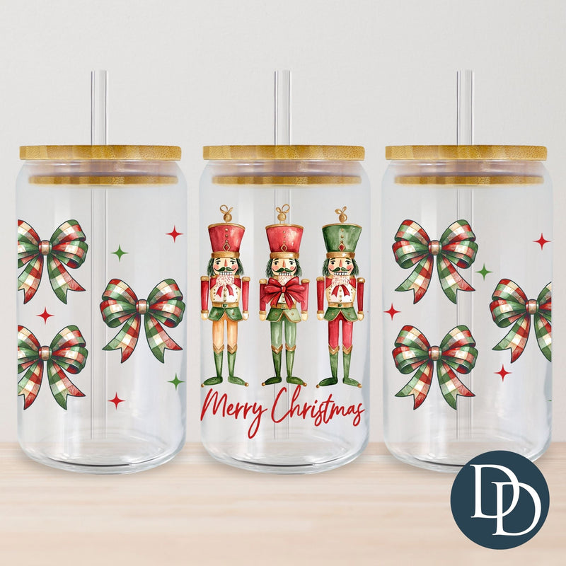 Merry Christmas Nutcrackers and Bows *UV DTF Cup Wrap*
