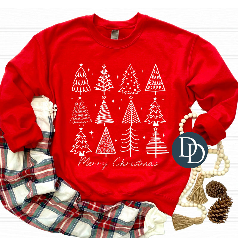 Merry Christmas Tree Variety (White Ink) *Screen Print Transfer*