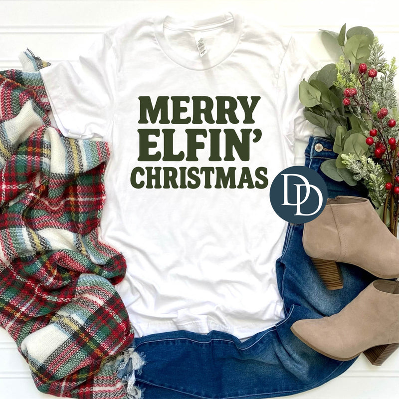 Merry Elfin' Christmas (Hunter Green Ink) *Screen Print Transfer*