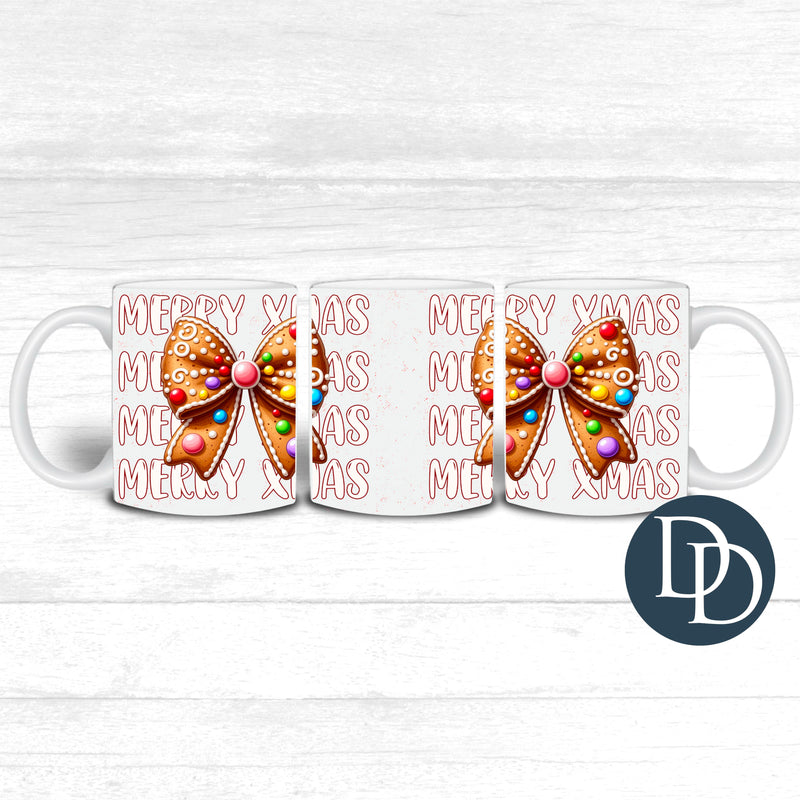 Merry Xmas Gingerbread Bow *UV DTF Mug Wrap*