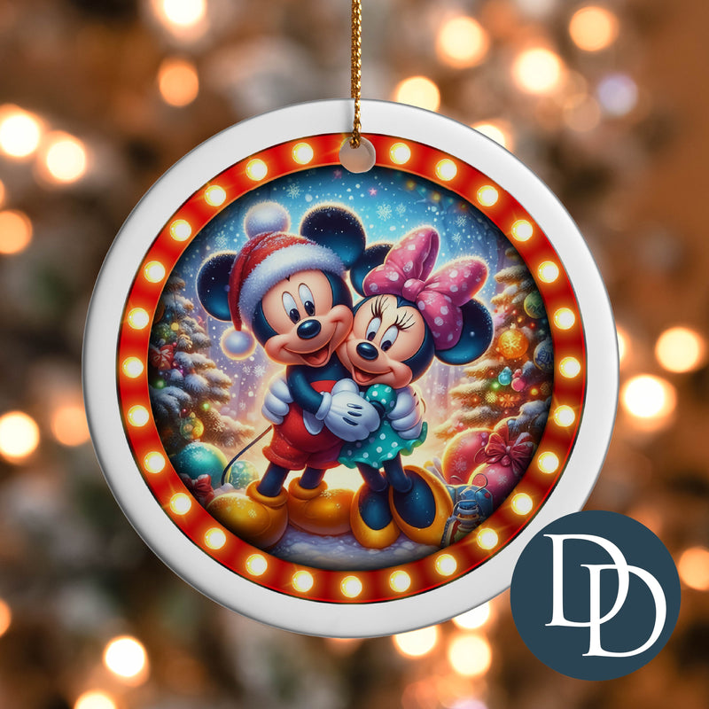 MickE And MinnE Christmas Marquee Lights *UV DTF Ornament Decal*