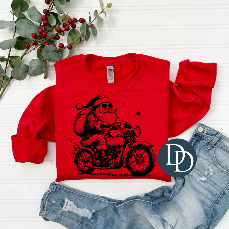 Motorcycle Santa (Black Ink) *Screen Print Transfer*