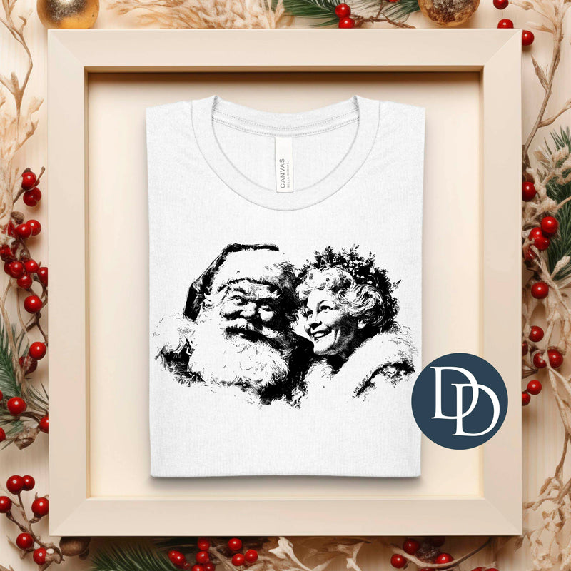 Mr And Mrs Claus (Black Ink) *Screen Print Transfer*