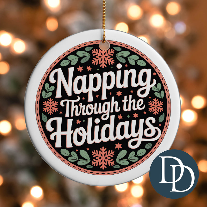 Napping Through The Holidays *UV DTF Ornament Decal*
