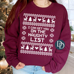 Naughty List Oversized Ugly Christmas Sweater (White Ink) *Screen Print Transfer*