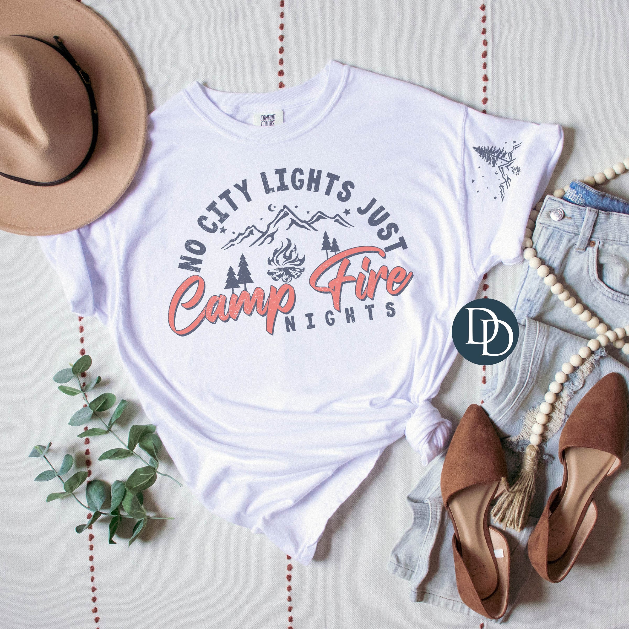 No City Lights Just Camp Fire Nights With Pocket Accent *Sublimation P