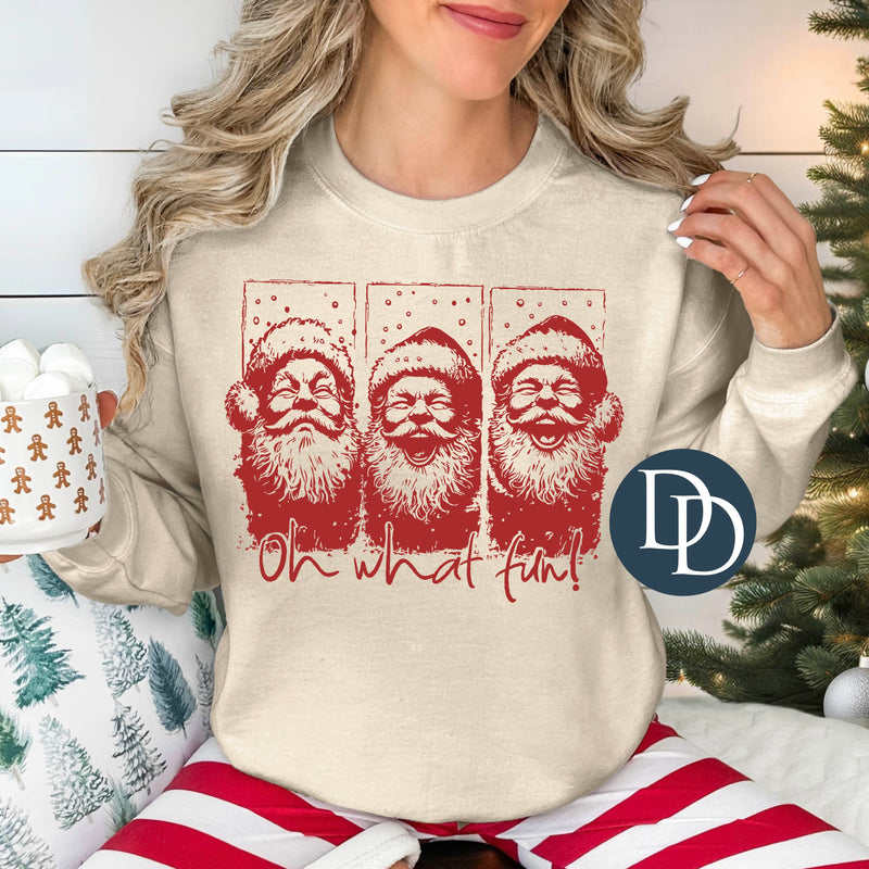 Oh What Fun Santa Faces (Red Ink) *Screen Print Transfer*