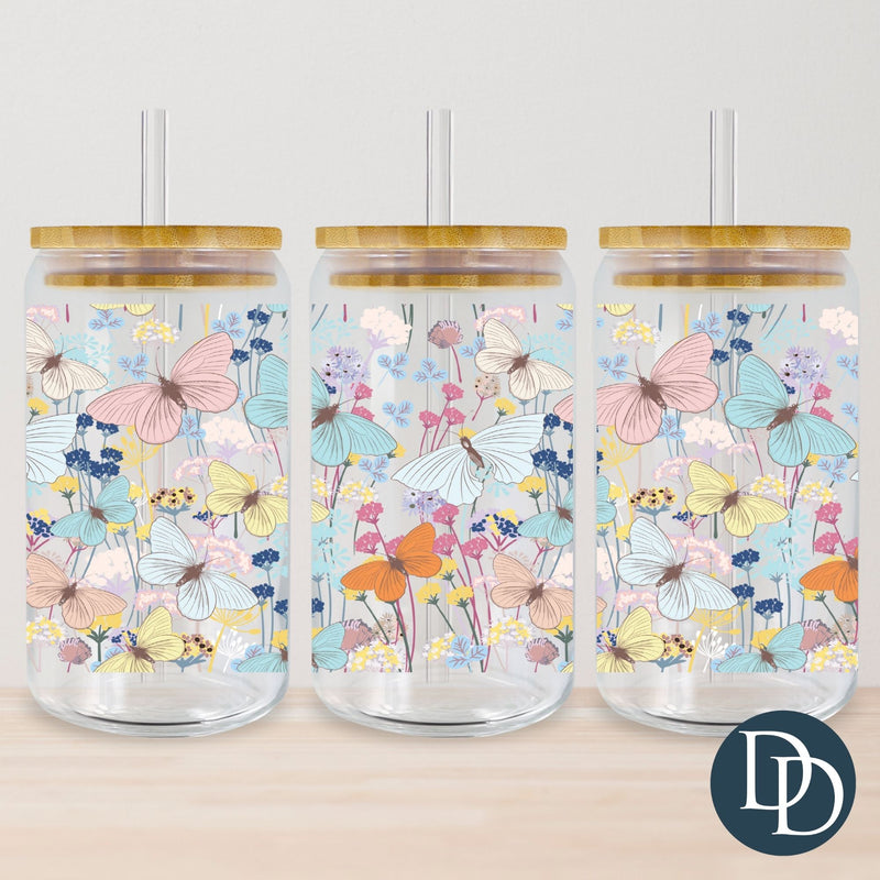 Pastel Floral Butterflies UV DTF Cup Wrap