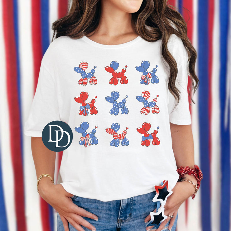 Patriotic Dog Balloon Coquette *DTF Transfer*