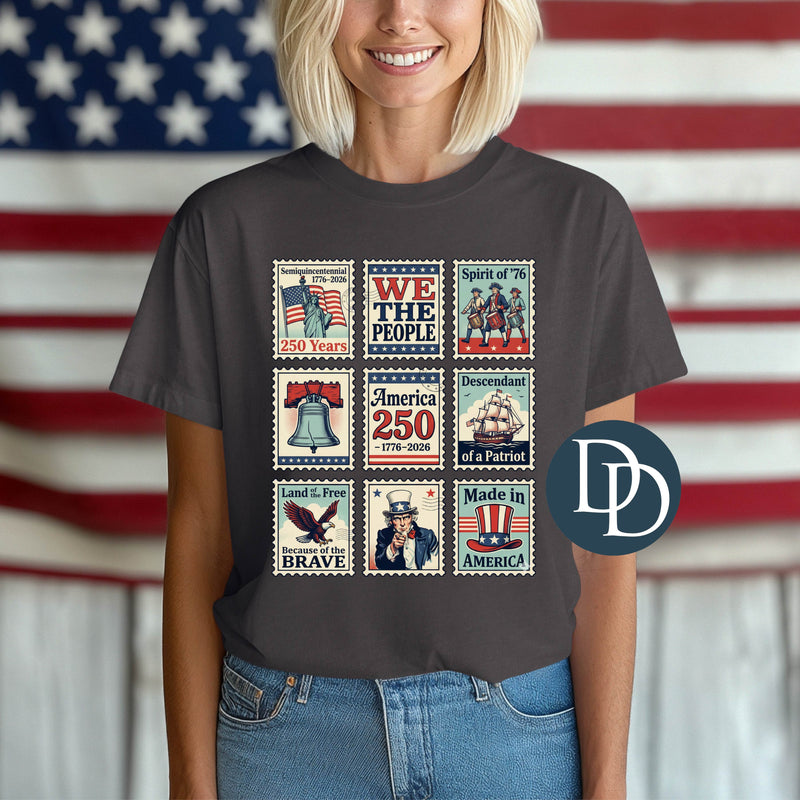 OVERSIZED Patriotic Postage Stamp Collage *DTF Transfer*