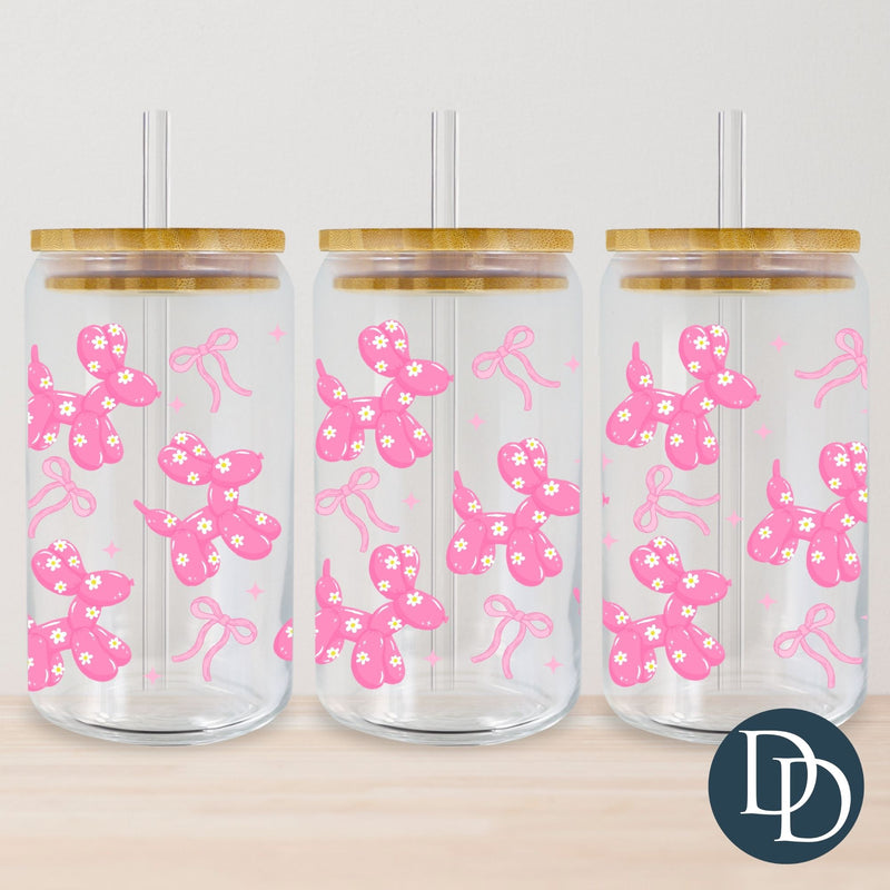 Pink Balloon Animal Flower Bows *UV DTF Cup Wrap*