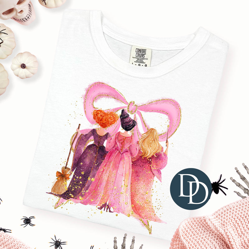 Pink Witch Sisters Faux Glitter Bow *DTF Transfer*