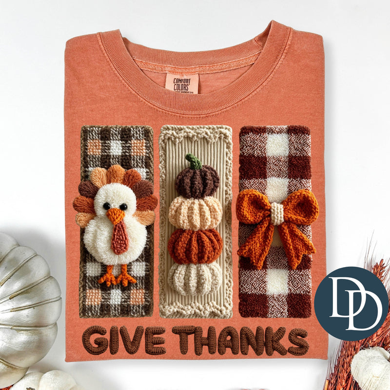 Plaid Give Thanks Faux Yarn *DTF Transfer*