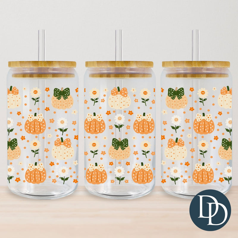 Polka Dot Pumpkins And Daisies *UV DTF Cup Wrap*