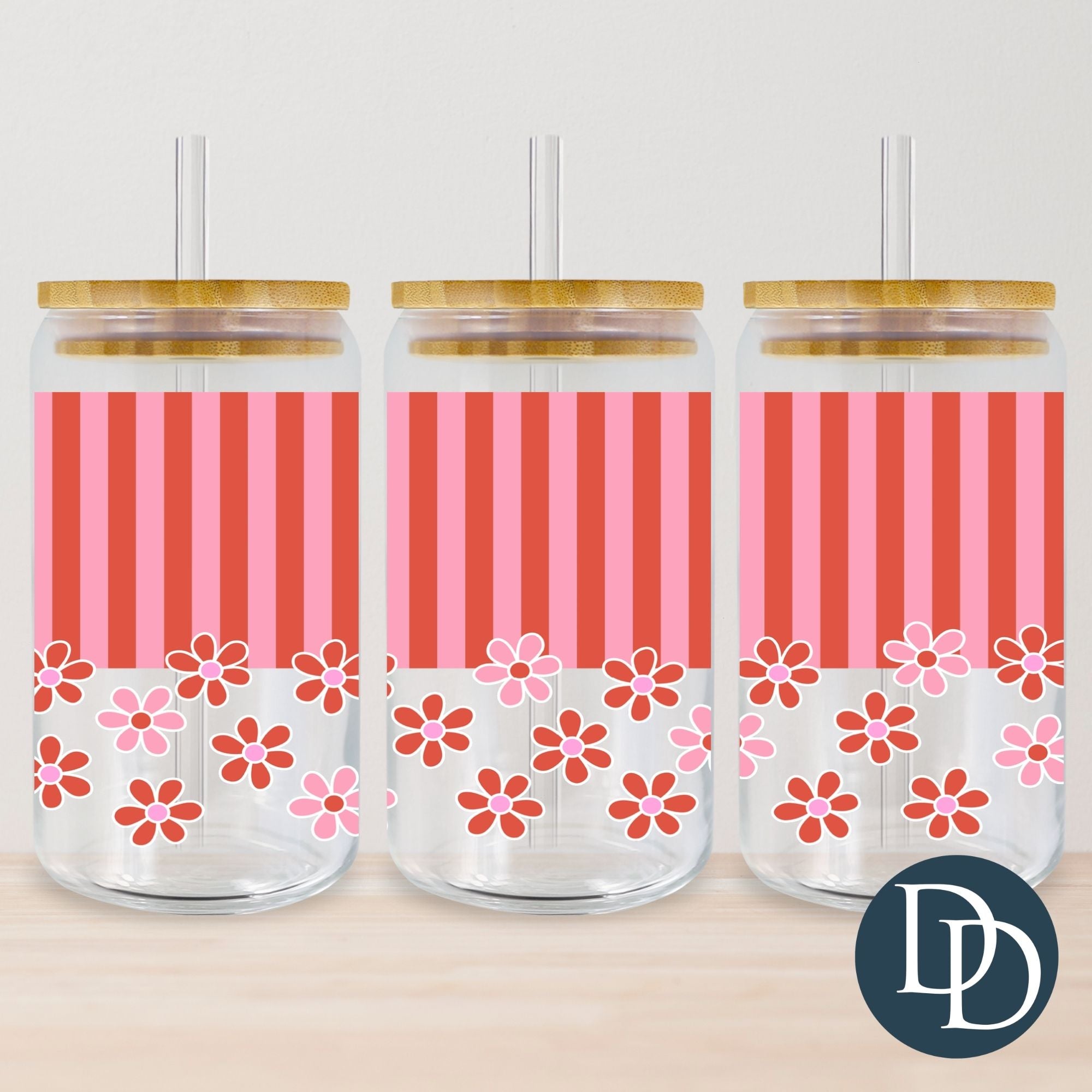 Dapper Wrapping Preppy Daisies And Stripes *UV DTF Cup Wrap* – Dapper Designs