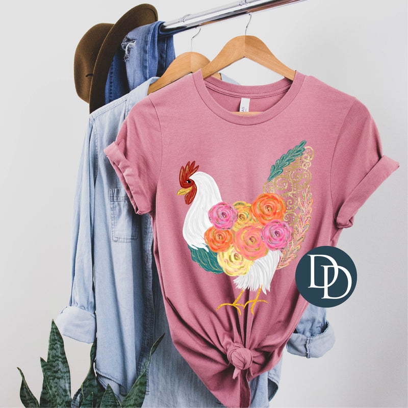 OVERSIZED Preppy Floral Chicken *DTF Transfer*