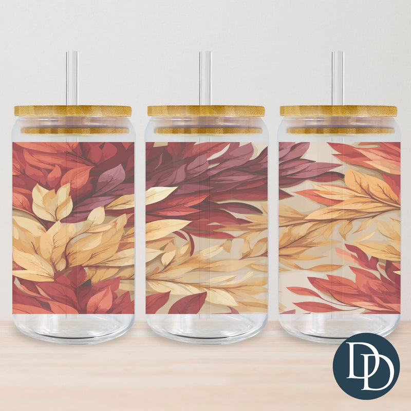 Red And Gold Leaves Tumbler Print *Sublimation Print Transfer*