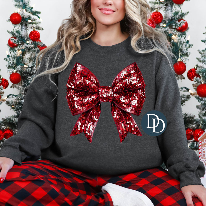 Red Bow Faux Sequins *DTF Transfer*