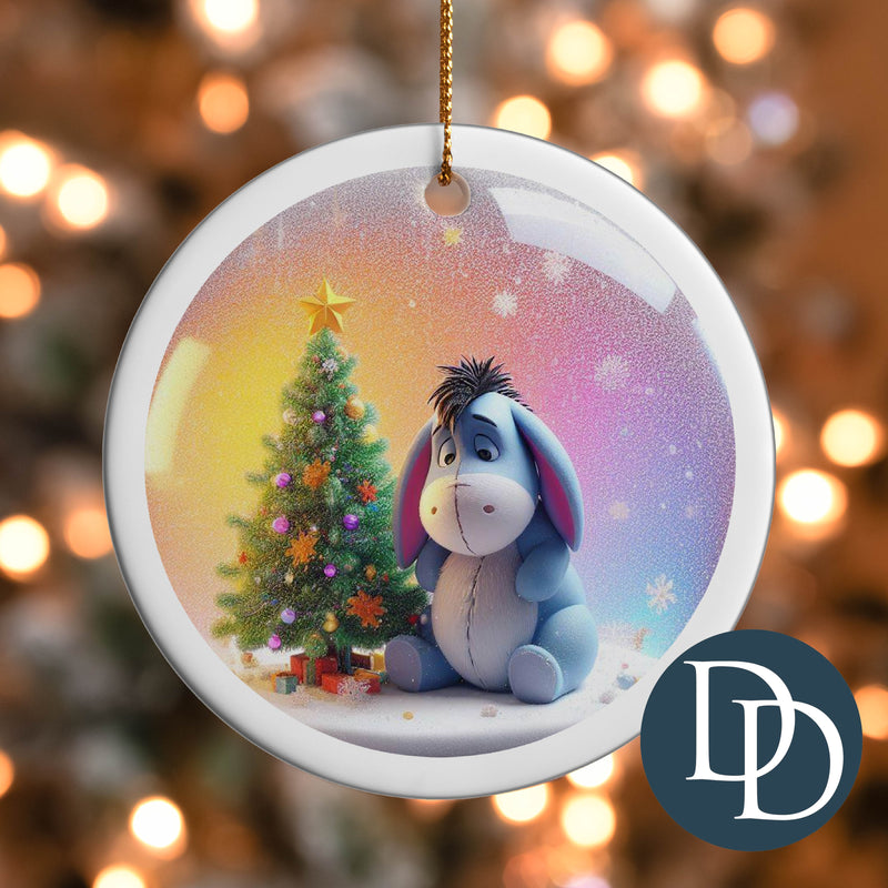 Sad Donkey Snow Globe *UV DTF Ornament Decal*