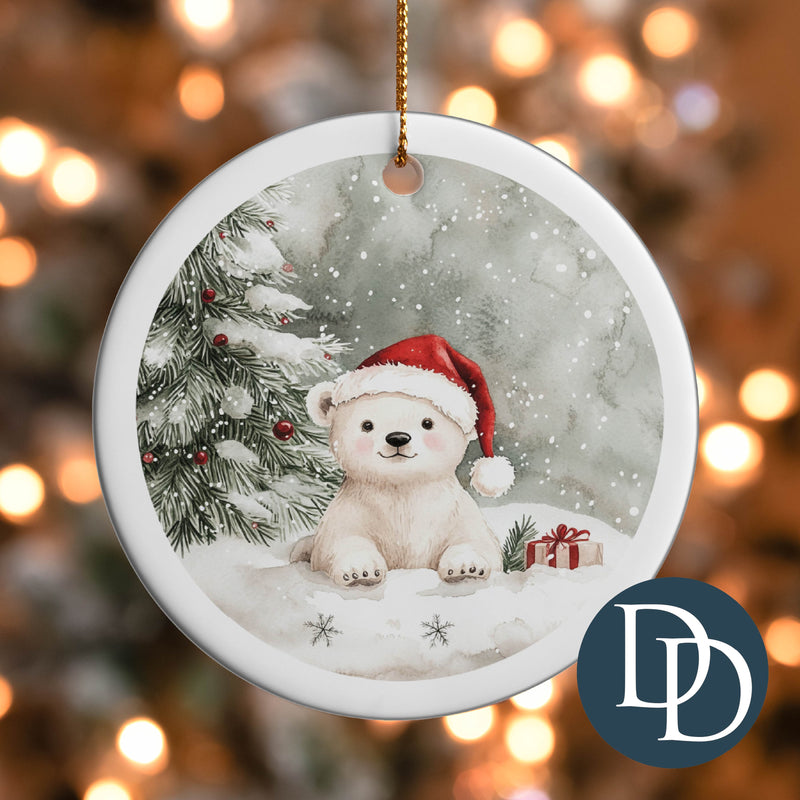 Santa Hat Polar Bear *UV DTF Ornament Decal*