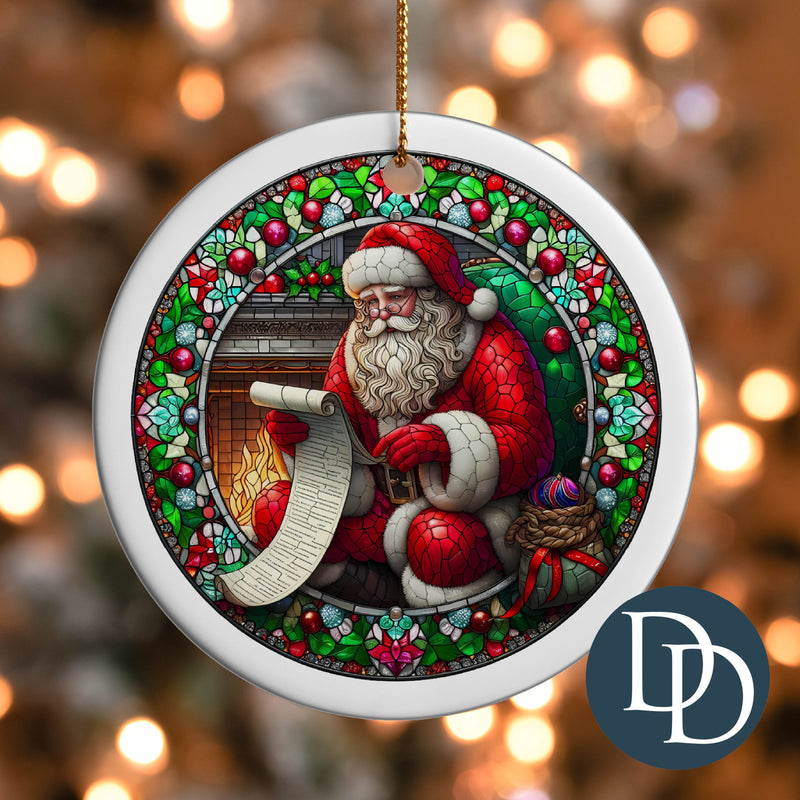 Santa List Stained Glass *UV DTF Ornament Decal*